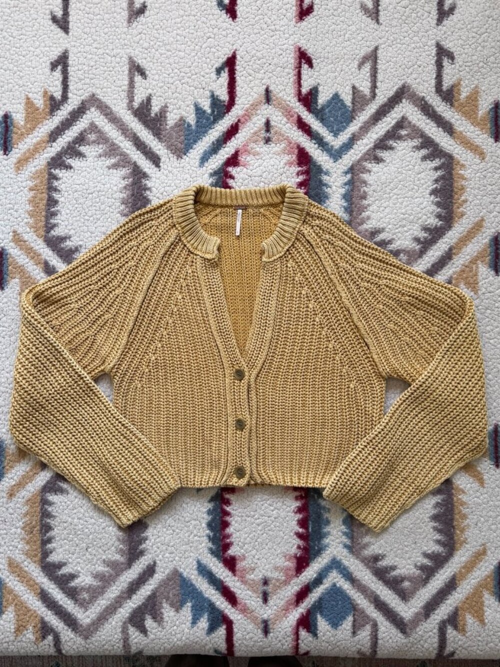 NWOT Free People Sweet Nothing Chunky Cotton Crop Knit Cardigan Size Large